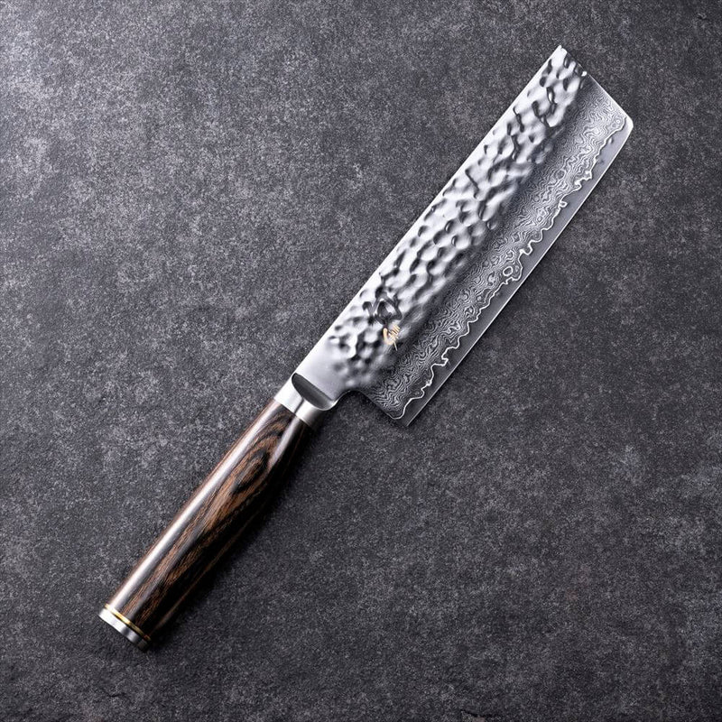 KAI Shun Premier Series 33-Layer VG-MAX Damascus Hammered Nakiri Knife 140mm