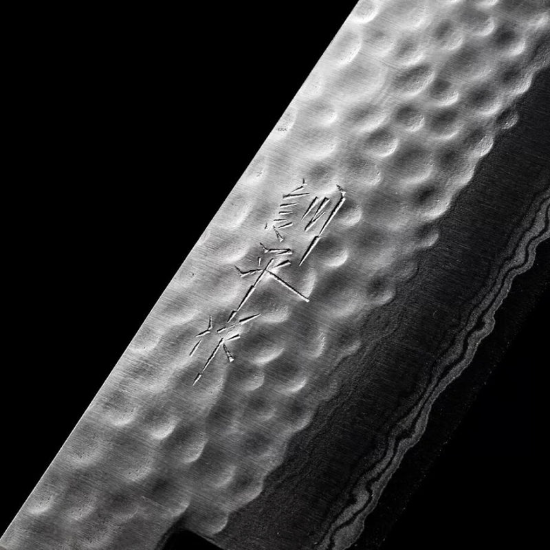 Masutani Hamono VG10 Kokuryu Damascus Tsuchime Santoku Knife 170mm Blue Pakka Wood Handle