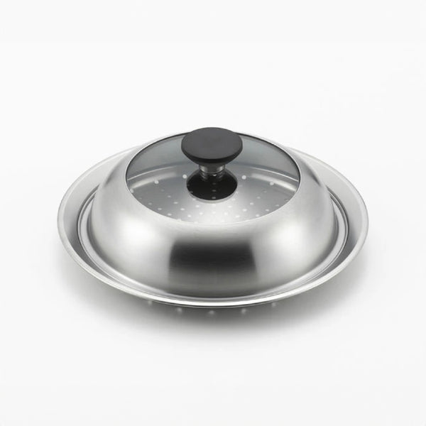 Yoshikawa Stainless Steel Steaming Plate with Glass Lid