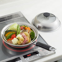 Yoshikawa Stainless Steel Steaming Plate with Glass Lid