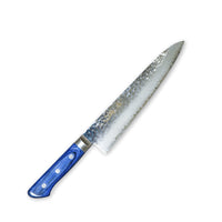 Sakai Takayuki 33-Layer VG10 Damascus Hammered Gyuto Knife with Blue Handle 210mm